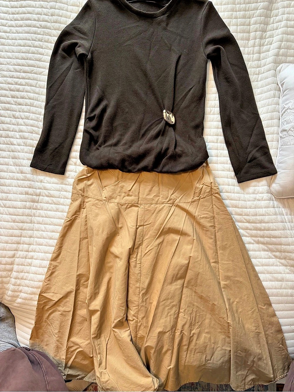 Zara Long Sleeve Midi Dress in Black & Brown Size Small